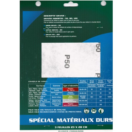 Papier corindon 3 feuilles assorties
